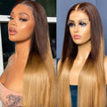 Brown Blonde Ombre Straight Lace Frontal Wig