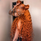 13x4/13x6 Transparent Lace Pre-plucked Ginger Orange Curly Human Hair Wig