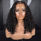 13x6 Fitted Cap Glueless HD Lace Super Pre-Plucked Custom Hairline Finger Coily Curls Bob Wig