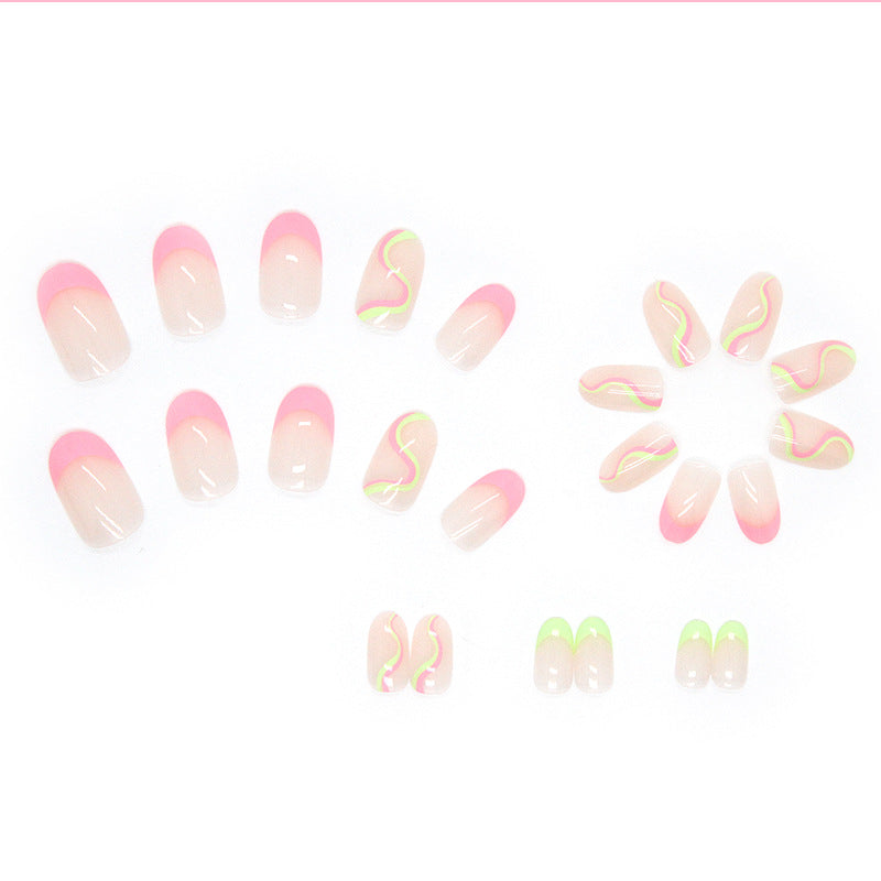 Round Ballet Pink French Edge Nails
