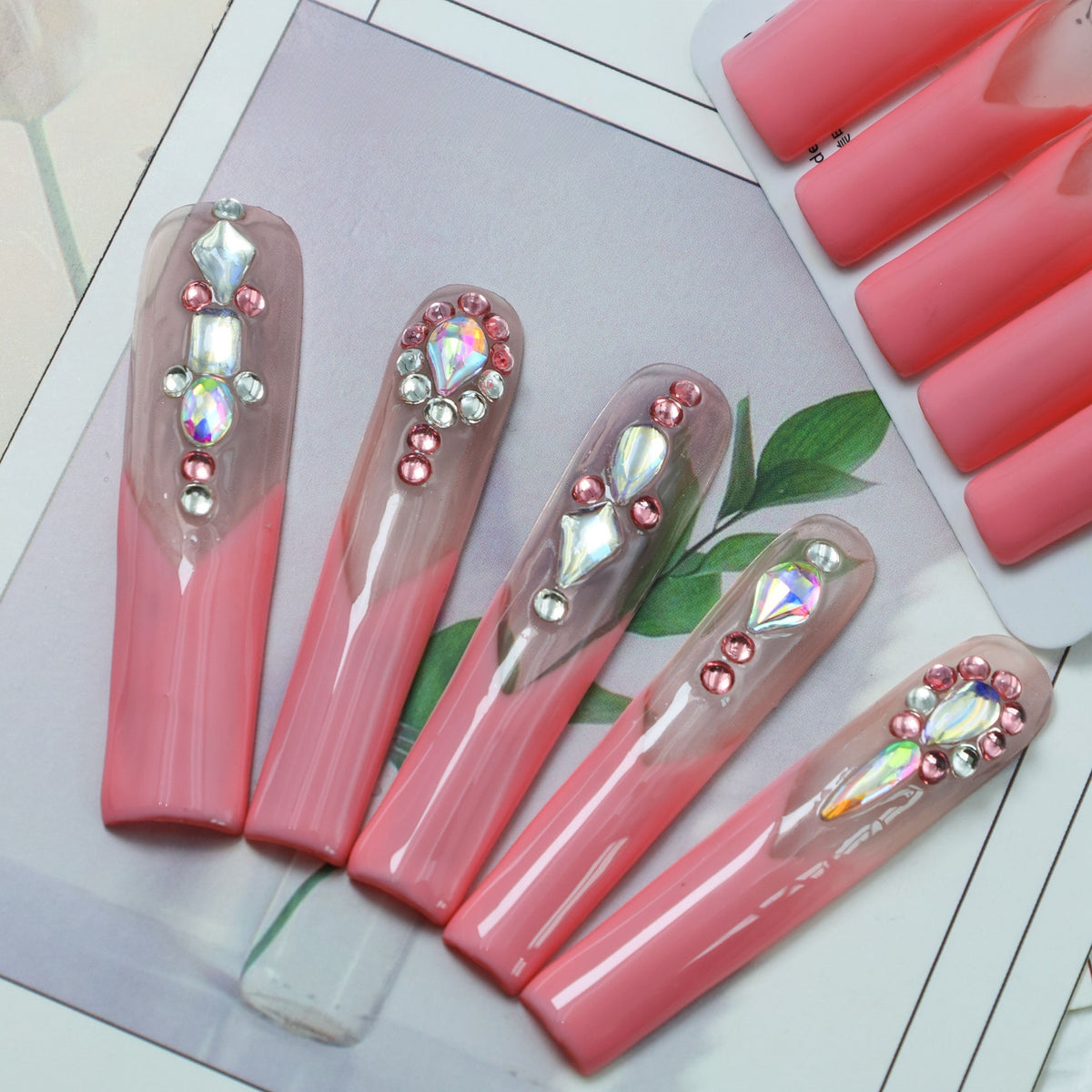 Sweet Cool Pink Extra Long Nail