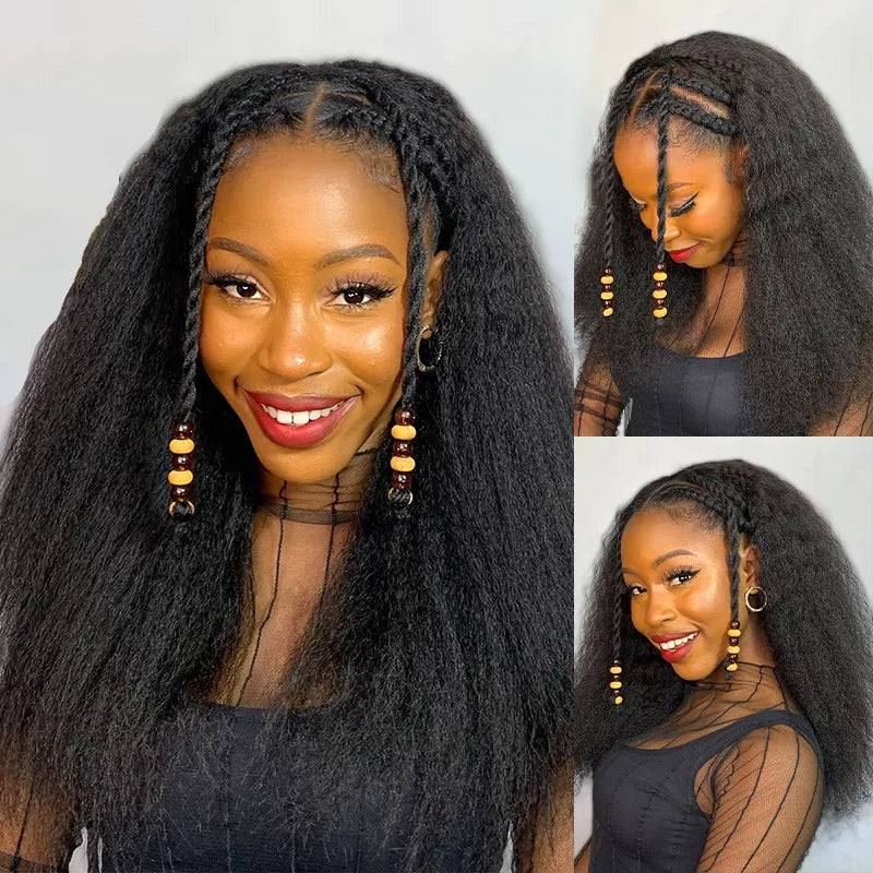 Flip-Over Half Wig Kinky Straight With Drawstring