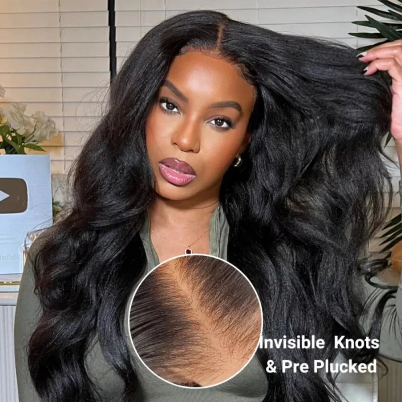 13x6 Fitted Cap Glueless HD Lace Super Pre-Plucked Custom Hairline Yaki Wave Wig