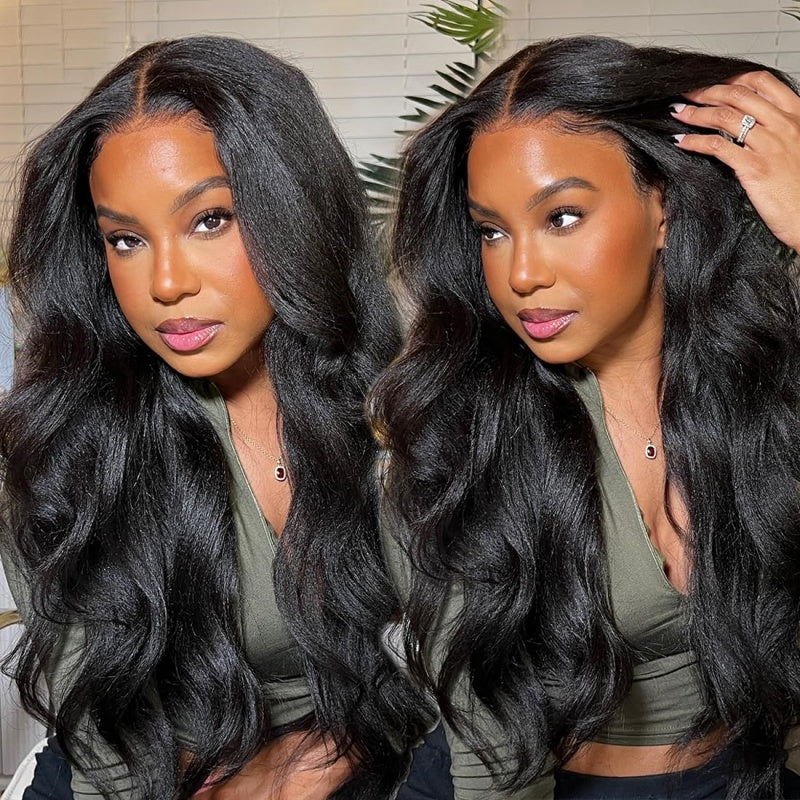 13x6 Fitted Cap Glueless HD Lace Super Pre-Plucked Custom Hairline Yaki Wave Wig