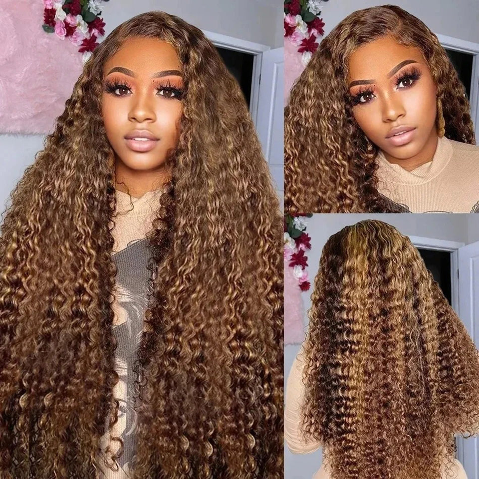 13X4/13X6 Lace Front Pre-plucked Hairline Highlight Blonde 4/27 250% Density Wig -Curly