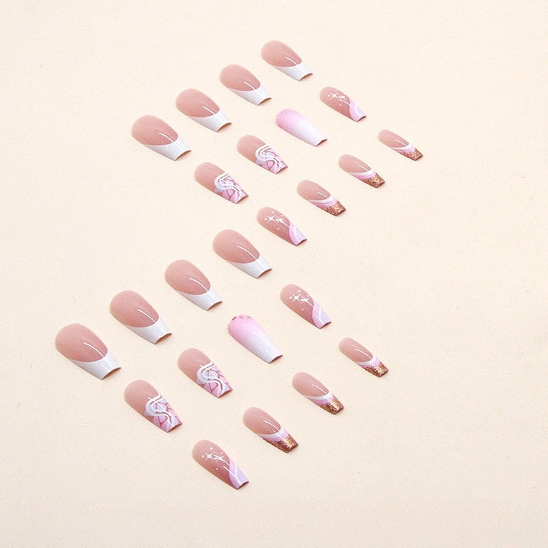 Sweet Pink Colorful Medium Length Nail