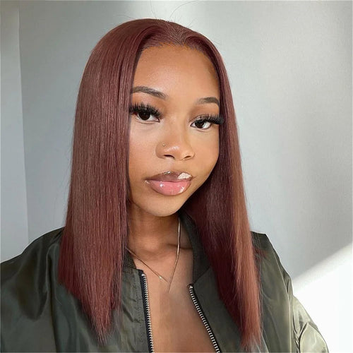 "Mini Knotless" 13x6 HD Lace Super Pre-plucked Hairline Chocolate Brown 250% Density Wig - Bob