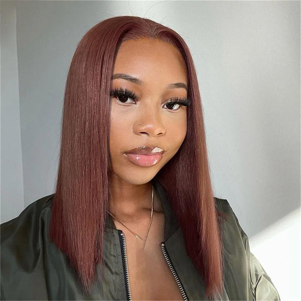 "Mini Knotless" 13x6 HD Lace Super Pre-plucked Hairline Chocolate Brown 250% Density Wig - Bob