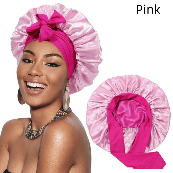 Double Satin Simulated Silk Bow Nightcap