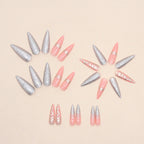 Long Tip Burst Glitter Leopard Nail