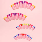 Medium Square Colorful Gradient Nail