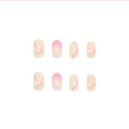 Round Ballet Pink French Edge Nails