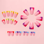 Medium Square Colorful Gradient Nail