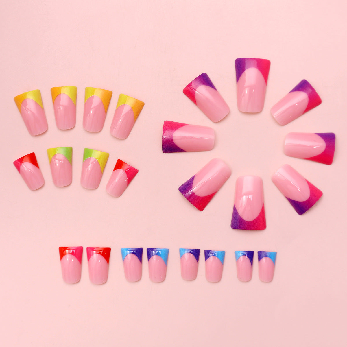 Medium Square Colorful Gradient Nail