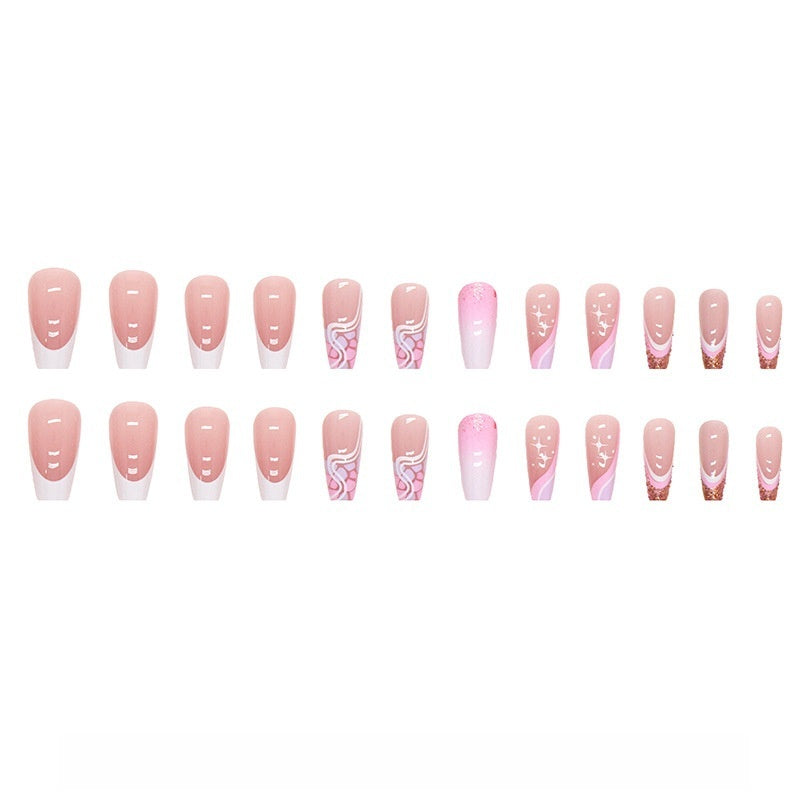 Sweet Pink Colorful Medium Length Nail