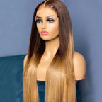 Brown Blonde Ombre Straight Lace Frontal Wig