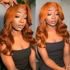 13x4/13x6 Transparent Lace Pre-plucked Orange Ginger Body Wave Human Hair Wig