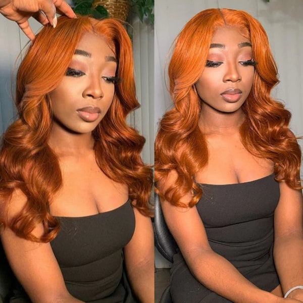 13x4/13x6 Transparent Lace Pre-plucked Orange Ginger Body Wave Human Hair Wig