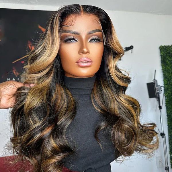 13x4/13x6 Strip Highlight Body Wave HD Swiss Lace Human Hair Lace Front Wig
