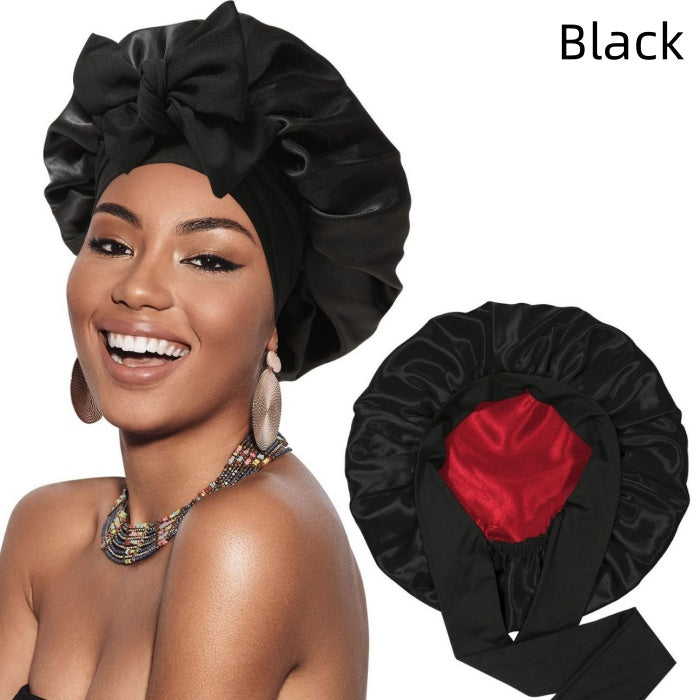 Double Satin Simulated Silk Bow Nightcap