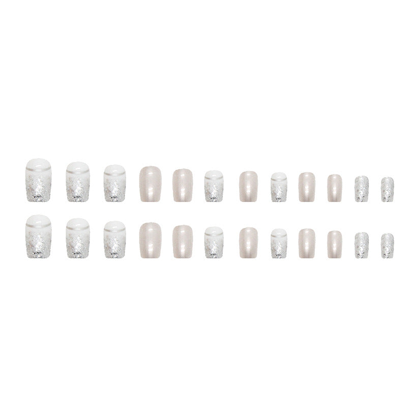 Square Silver Glitter Nails