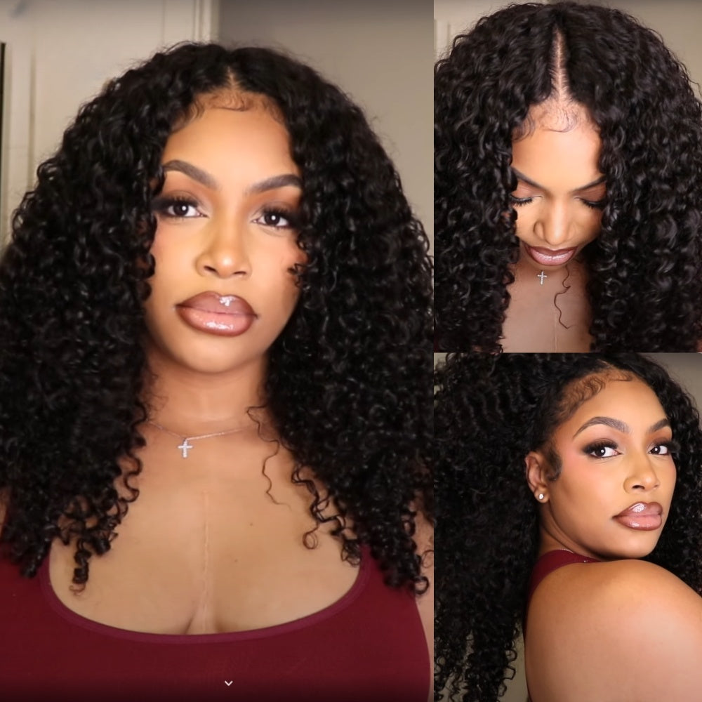 EasiContour V Part Glueless Jerry Curly Wig With New Drawstring