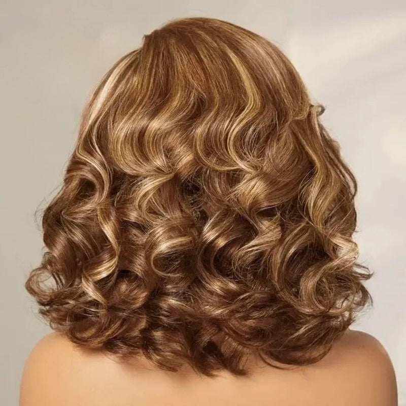 SUPER Pre-Plucked Custom Hairline 13X6 Swiss Lace Honey Blonde Highlight Bob Wig