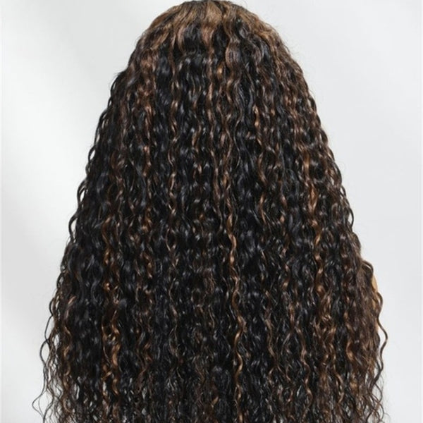 Brown Highlight "Mini Knotless" 13x6 HD Lace Super Pre-plucked Hairline 250% Density Wig - Water Wave