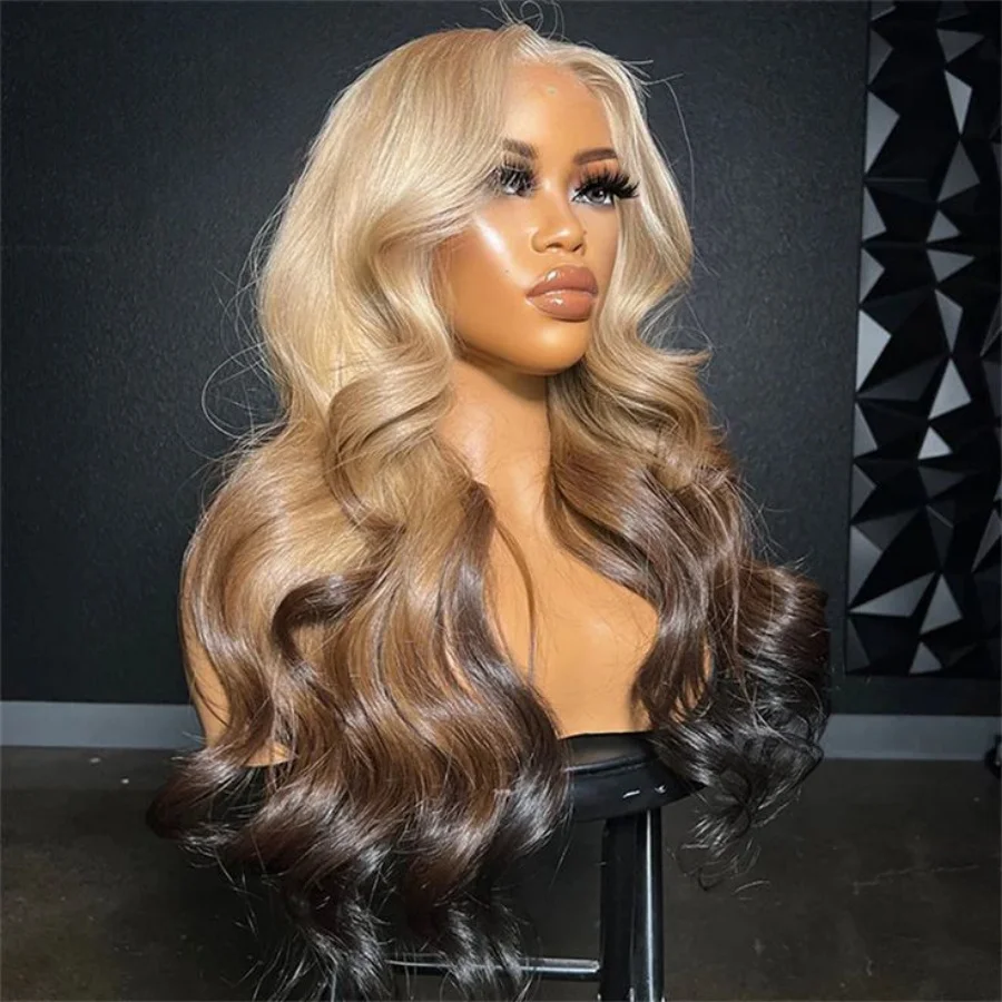13x4/13x6 Transparent Lace Pre-plucked Ombre Blonde Highlight Body Wave Human Hair Wig