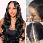 10x7 Max Parting Glueless Human Hair Drawstring Swiss Lace Wavy Wigs