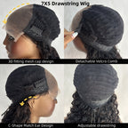 7X5 Drawstring  Pre-Cut Swiss Lace Closure Wig - Straight