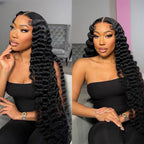 13x6 Fitted Cap Glueless HD Lace Super Pre-Plucked Custom Hairline Deep Wave Wig