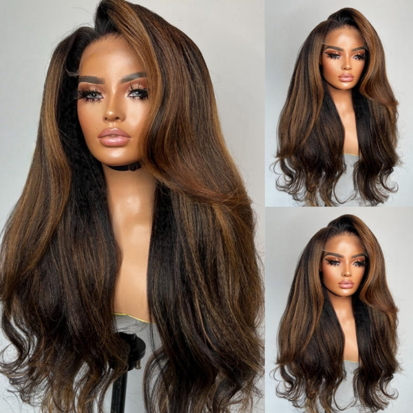 Highlights 13x6 Fitted Cap Glueless HD Lace Super Pre-Plucked Wig Yaki Wave