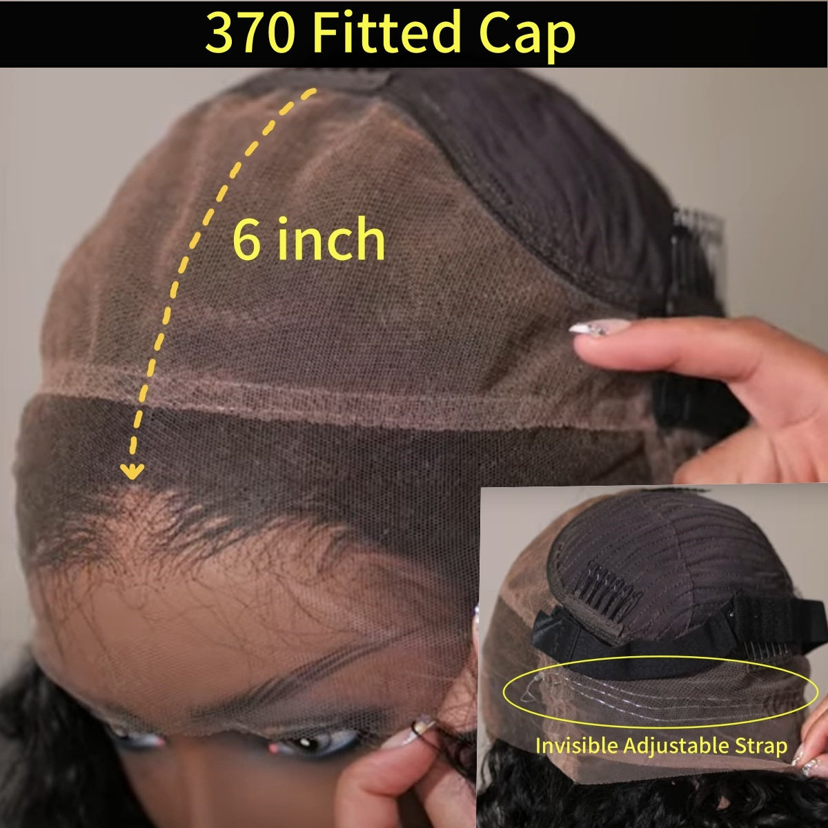 370 Fitted Cap 2.0 Precut Swiss Lace Straight Highlight Wig Invisible Adjustable Strap