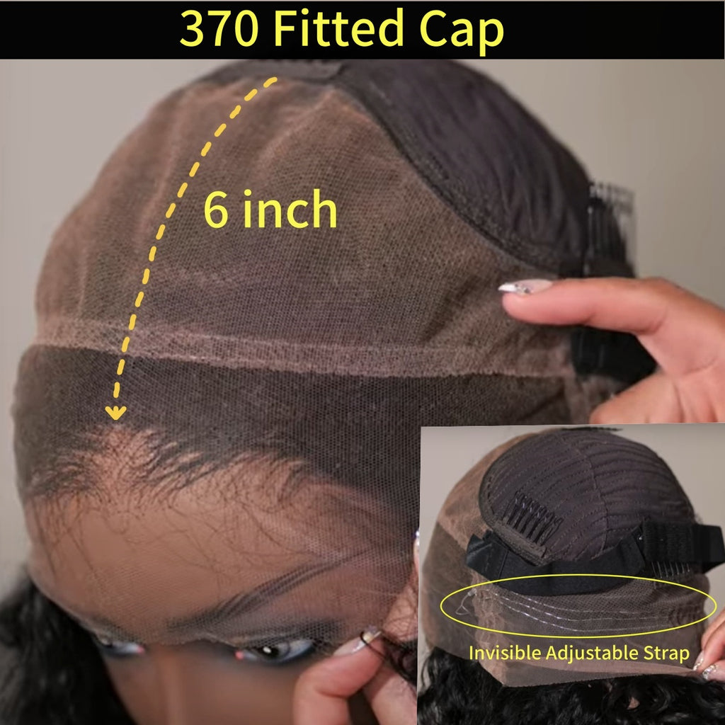 Cap Invisible 370 Fitted Cap Swiss Lace Loose Wave With Invisible Adjustable Strap ...