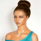 370 Fitted Cap Swiss Lace 4c Edge Brown Colored Wig With Invisible Adjustable Strap