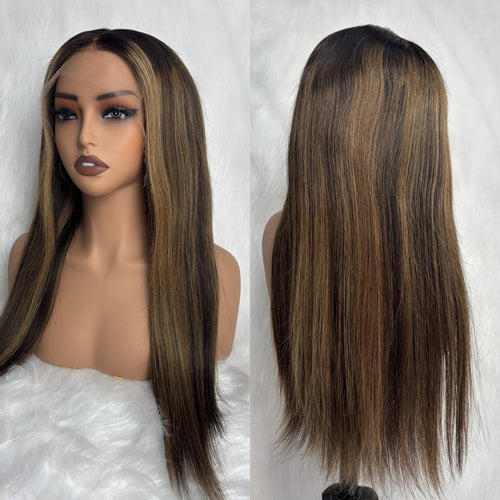 "Mini Knotless" 13x6 HD Lace Super Pre-plucked Hairline 250% Density Highlight Wig - Straight