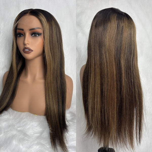 "Mini Knotless" 13x6 HD Lace Super Pre-plucked Hairline 250% Density Highlight Wig - Straight