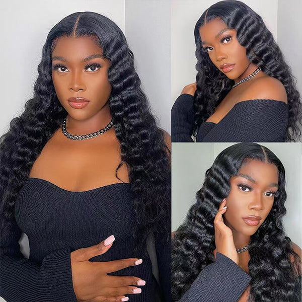 7X5 Drawstring  Pre-Cut Swiss Lace Closure Wig - Loose Wave