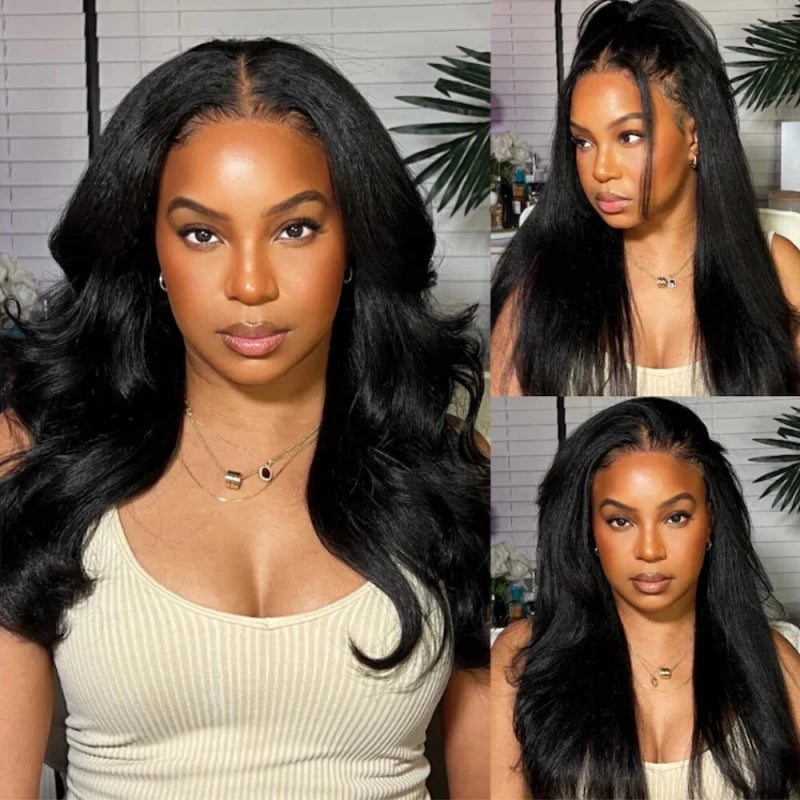 13x6 Fitted Cap Glueless HD Lace Super Pre-Plucked Custom Hairline Yaki Wave Wig