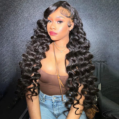 Upgraded "Mini Knotless" Full Lace/Whole Lace No Mesh Loose Deep Wave Wig