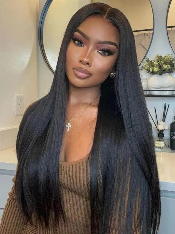 "Mini Knotless" 13x6 HD Lace Super Pre-Plucked Hairline High Density Wig - Light Yaki Straight