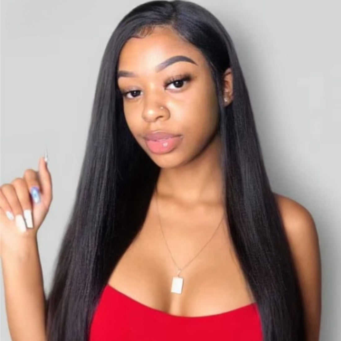 EasiContour V Part Glueless Yaki Straight Wig With New Drawstring