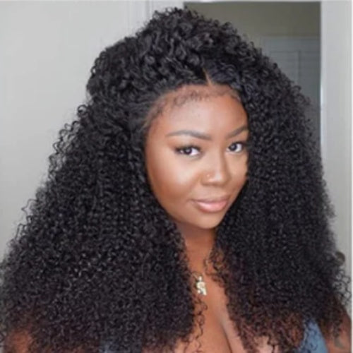 Natural 4C Edge Skin Melt Lace Frontal Wig Afro Kinky Curly