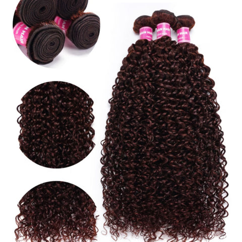 Reddish Brown Jerry Curly Human Hair Bundles