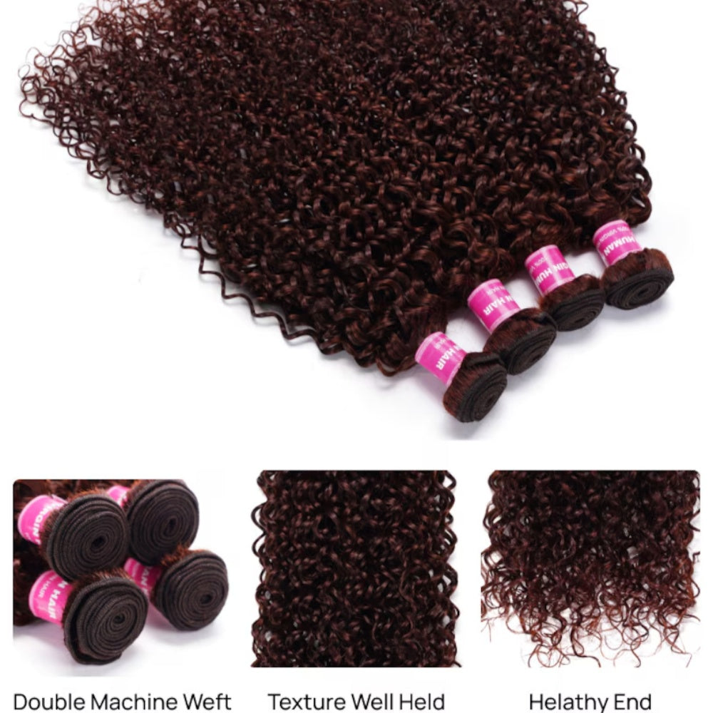 Reddish Brown Jerry Curly Human Hair Bundles