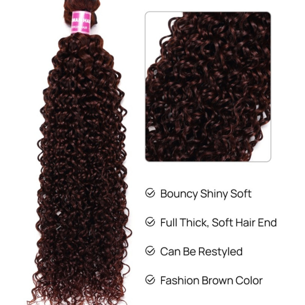 Reddish Brown Jerry Curly Human Hair Bundles