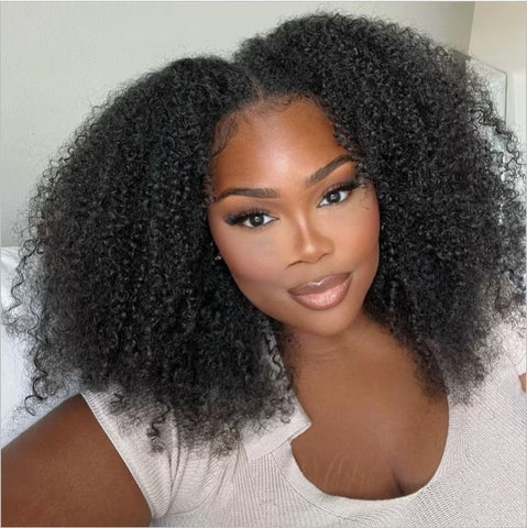 EasiContour V Part Glueless Kinky Curly Wig With New Drawstring
