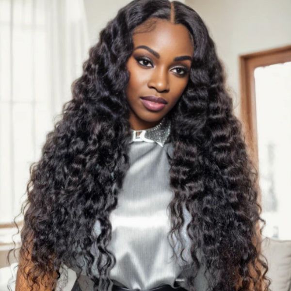 PRE-CUT EAR TAB 360 Lace “Mini-Knotless” Swiss Lace 250% Density With  Invisible Adjustable Strap - Loose Wave