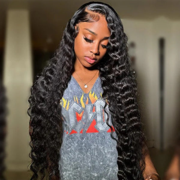 PRE-CUT EAR TAB 360 Lace “Mini-Knotless” Swiss Lace 250% Density With  Invisible Adjustable Strap - Loose Wave